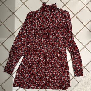SMYTHE Floral Long Sleeve Tunic Dress